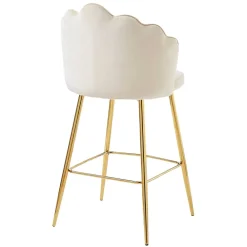Wohnen Hocker<Barhocker mit Muschel-Lehne in Beige - Grovossa (2er Set)