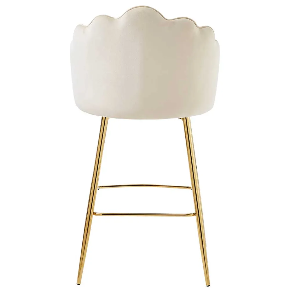 Wohnen Hocker<Barhocker mit Muschel-Lehne in Beige - Grovossa (2er Set)