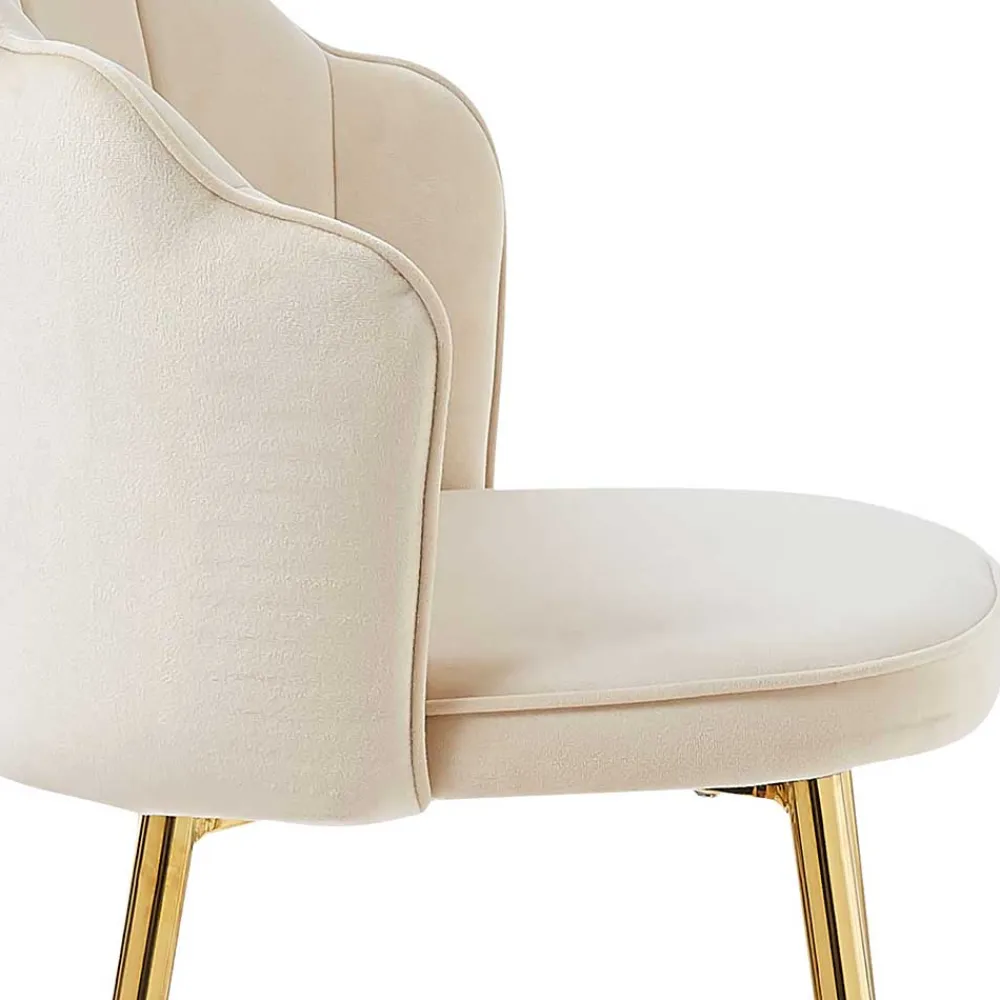 Wohnen Hocker<Barhocker mit Muschel-Lehne in Beige - Grovossa (2er Set)