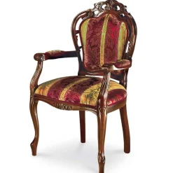 Wohnen Stühle<Barock Armlehnstuhl in Rot Gold Magari mit floralem Muster