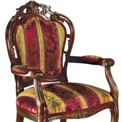 Wohnen Stühle<Barock Armlehnstuhl in Rot Gold Magari mit floralem Muster