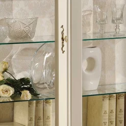 Wohnen Highboards|Vitrinen<Barock Design Vitrine in Weiß & Gold - Iviada