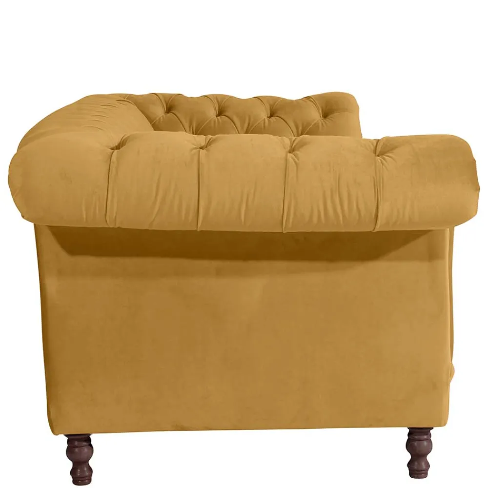 Wohnen Sofas<Barock Dreisitzer in Gelb und Nussbaum Braun - Alisho