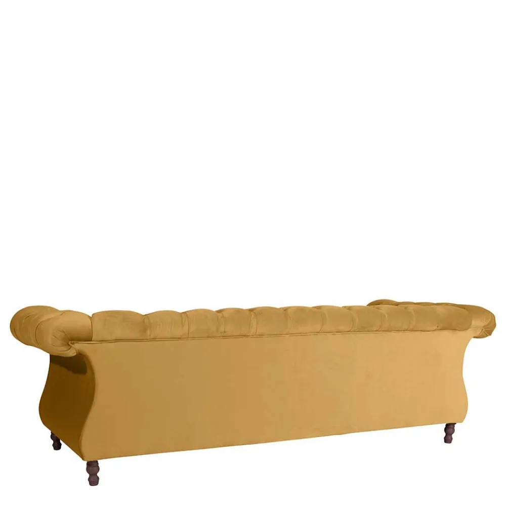 Wohnen Sofas<Barock Dreisitzer in Gelb und Nussbaum Braun - Alisho