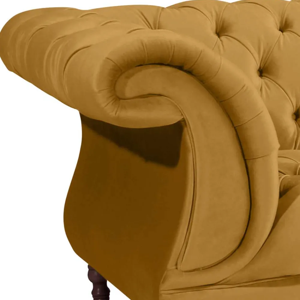 Wohnen Sofas<Barock Dreisitzer in Gelb und Nussbaum Braun - Alisho