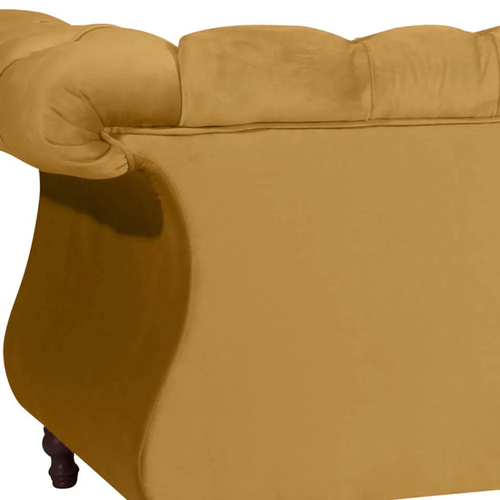 Wohnen Sofas<Barock Dreisitzer in Gelb und Nussbaum Braun - Alisho