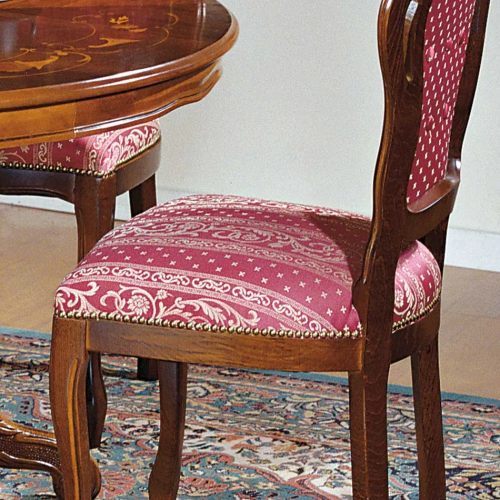 Wohnen Sitzgruppe<Barock Essgruppe mit Tisch rund Magari & 4 Polsterstühlen Rot (fünfteilig)