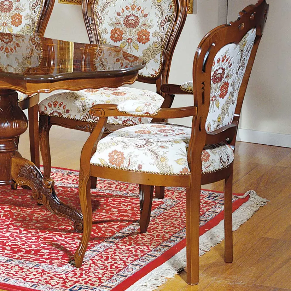 Wohnen Stühle<Barock Esszimmersessel Magari mit Holz Nussbaumfarben