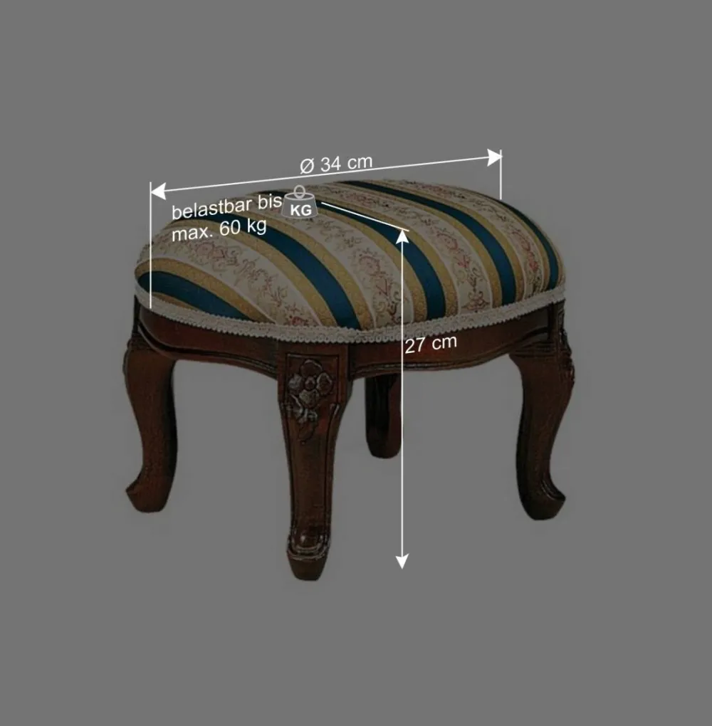 Wohnen Hocker<Barock Fußhocker in Blau Beige Magari & Nussbaum