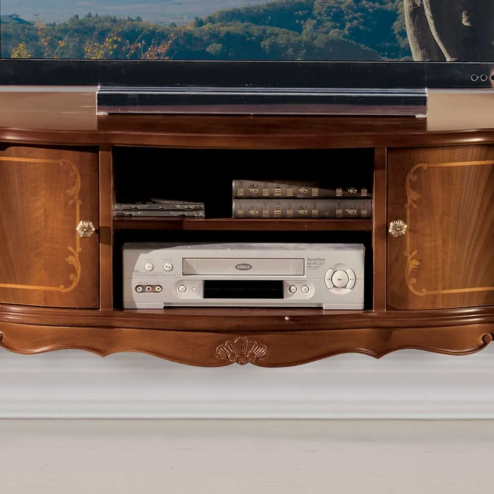 Wohnen Tv & Hifi-Möbel|Lowboards<Barock Lowboard für Fernseher Dentro in Nussbaumfarben