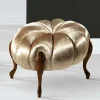 Wohnen Hocker<Barock Polsterhocker in Gold Stoff schimmernd - Leitha