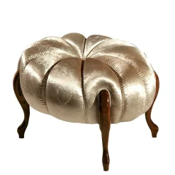 Wohnen Hocker<Barock Polsterhocker in Gold Stoff schimmernd - Leitha