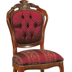 Wohnen Stühle<Barock Polsterstuhl mit Massivholz Magari & Stoff Rot Gold