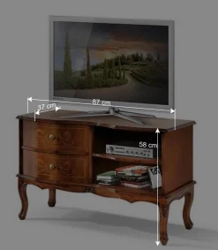 Wohnen Tv & Hifi-Möbel|Lowboards<Barock TV Schrank in Nussbaumfarben - Motiz