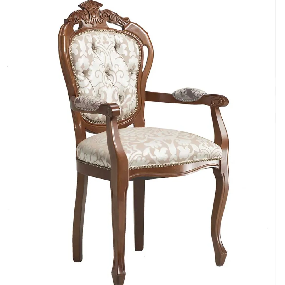 Wohnen Stühle<Barocker Armlehnstuhl in Nussbaum Braun - Pablos (2er Set)