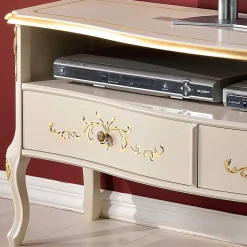Wohnen Tv & Hifi-Möbel|Lowboards<Barockstil TV Element in Cremeweiß & Gold - Iviada
