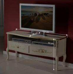 Wohnen Tv & Hifi-Möbel|Lowboards<Barockstil TV Element in Cremeweiß & Gold - Iviada