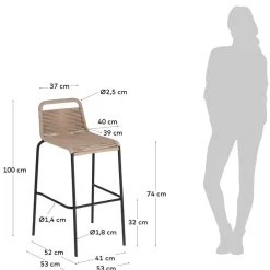 Wohnen Hocker<Barstühle aus Kordel in Hellbraun - Jakarto (4er Set)