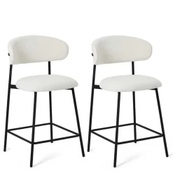 Wohnen Hocker<Barstühle in Cremeweiß und Schwarz - Bean (2er Set)