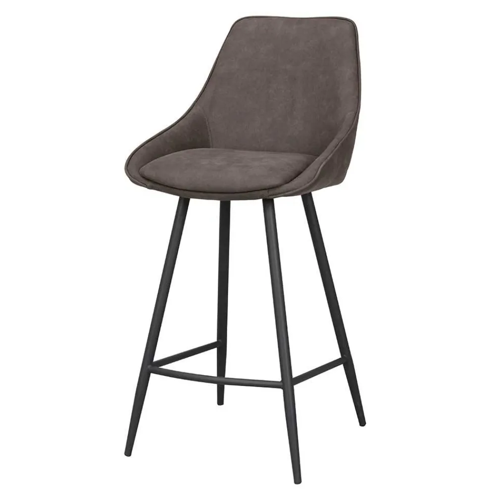 Wohnen Hocker<Barstühle in Dunkelgrau Microfaser - Ireen (2er Set)