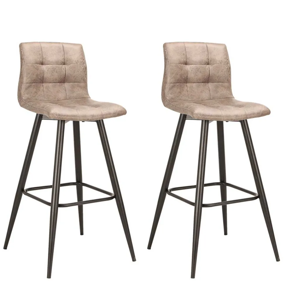 Wohnen Hocker<Barstühle in Hellbraun Microfaser - Knox (2er Set)