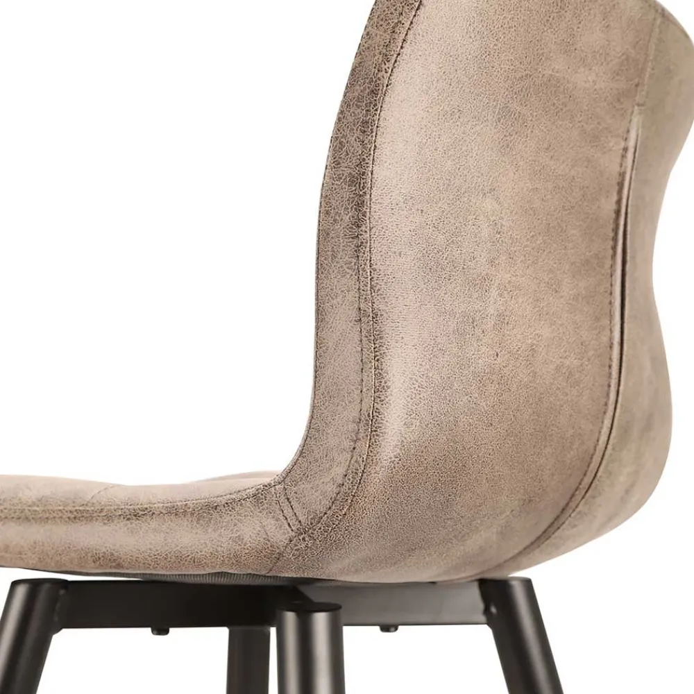 Wohnen Hocker<Barstühle in Hellbraun Microfaser - Knox (2er Set)