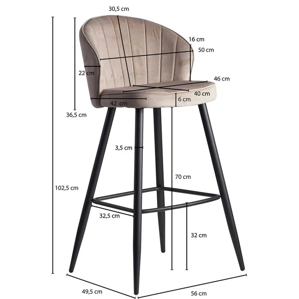 Wohnen Hocker<Barstuhl aus Samt in Beige - Narcissan
