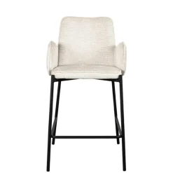 Wohnen Hocker<Barstuhl aus Struktursamt Creme - Filler (2er Set)
