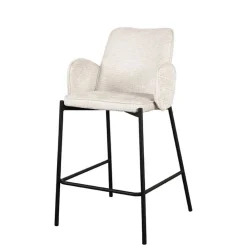 Wohnen Hocker<Barstuhl aus Struktursamt Creme - Filler (2er Set)