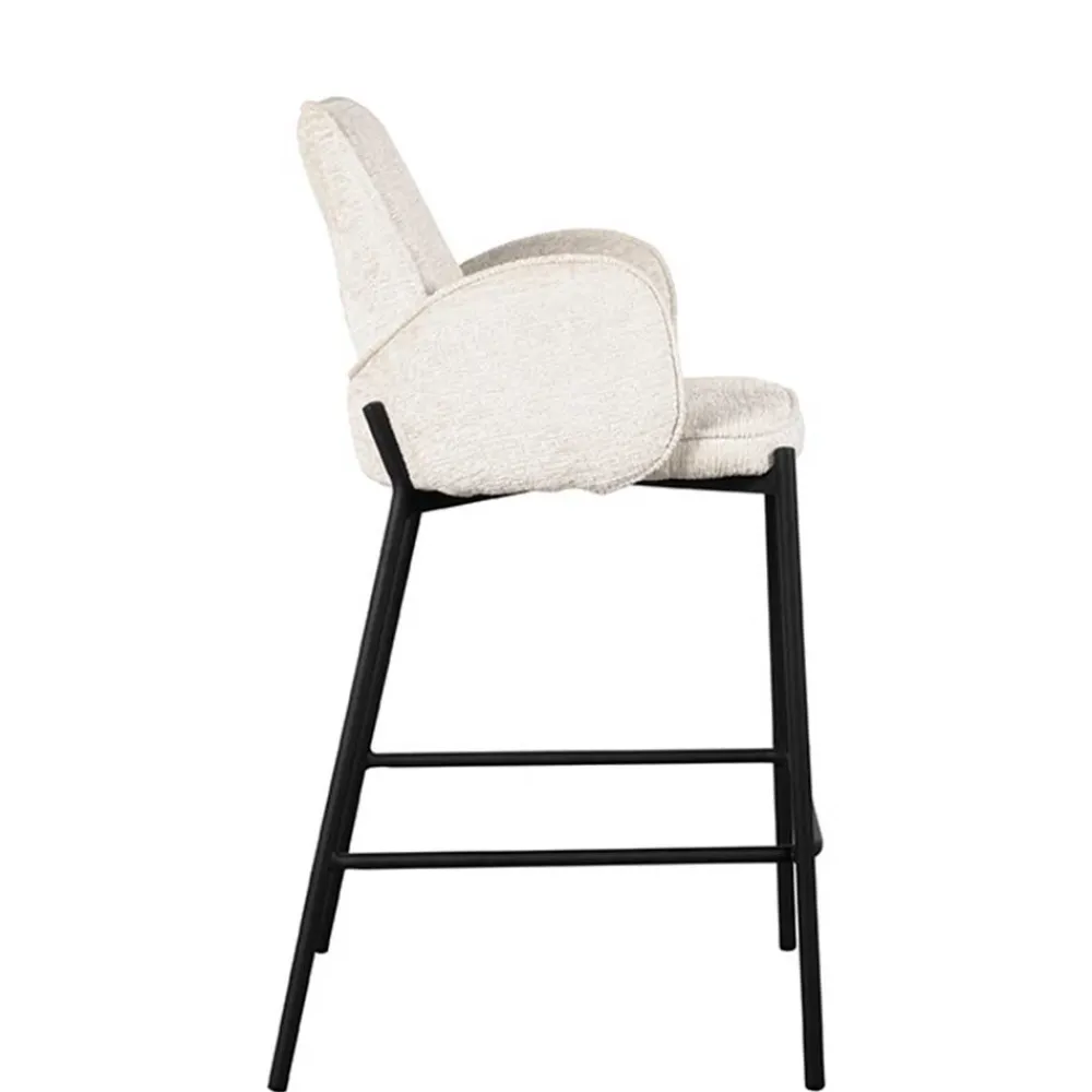 Wohnen Hocker<Barstuhl aus Struktursamt Creme - Filler (2er Set)