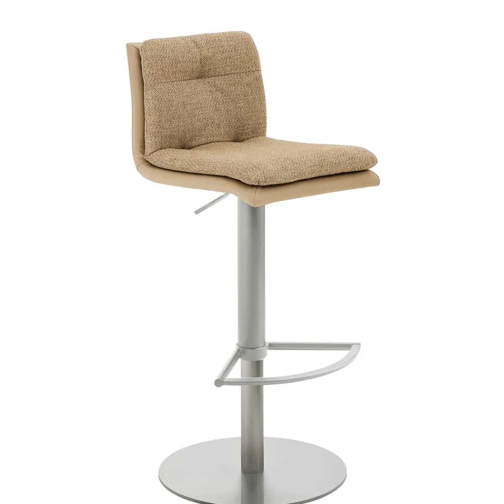 Wohnen Hocker<Barstuhl in Beige Stoff und Microfaser - Kenzy