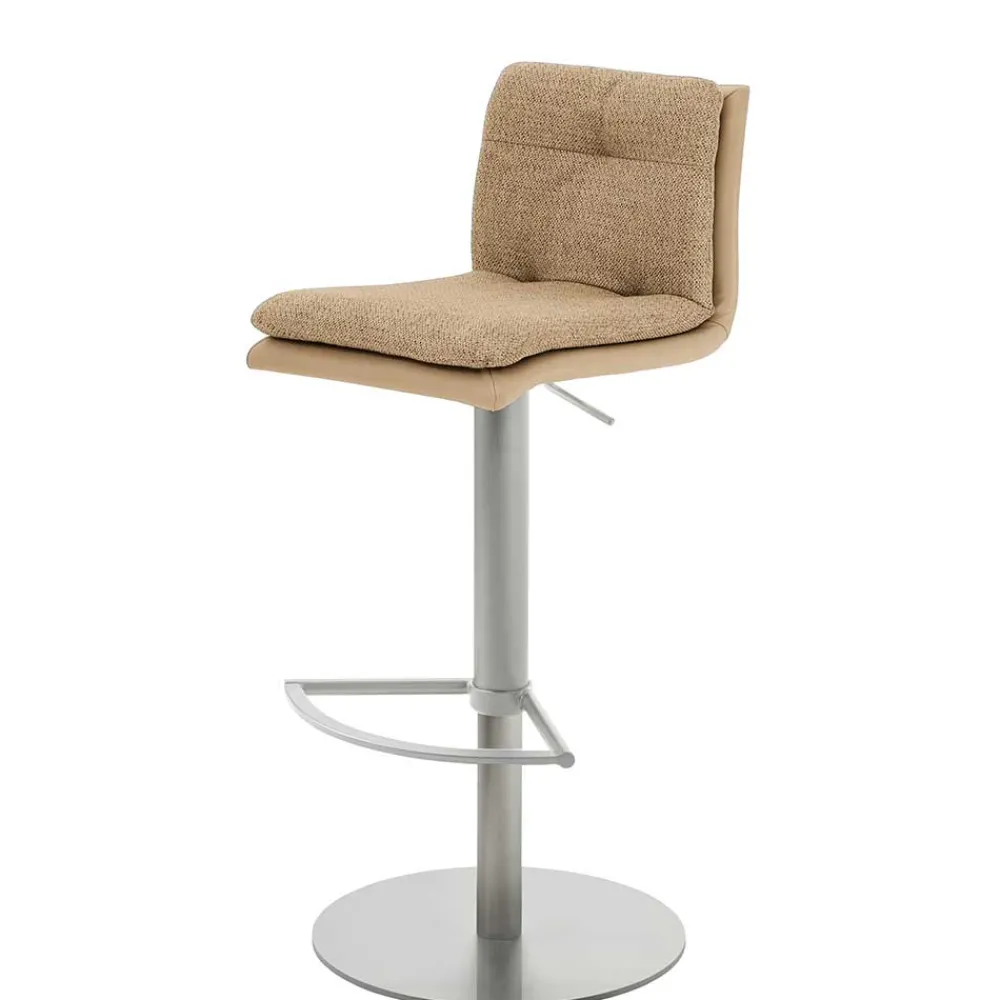 Wohnen Hocker<Barstuhl in Beige Stoff und Microfaser - Kenzy