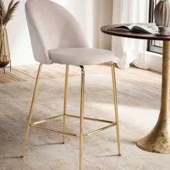 Wohnen Hocker|Stühle<Barstuhl in Beige und Gold - Furcios (2er Set)