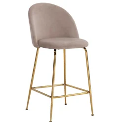 Wohnen Hocker|Stühle<Barstuhl in Beige und Gold - Furcios (2er Set)