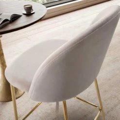 Wohnen Hocker|Stühle<Barstuhl in Beige und Gold - Furcios (2er Set)