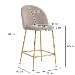 Wohnen Hocker|Stühle<Barstuhl in Beige und Gold - Furcios (2er Set)