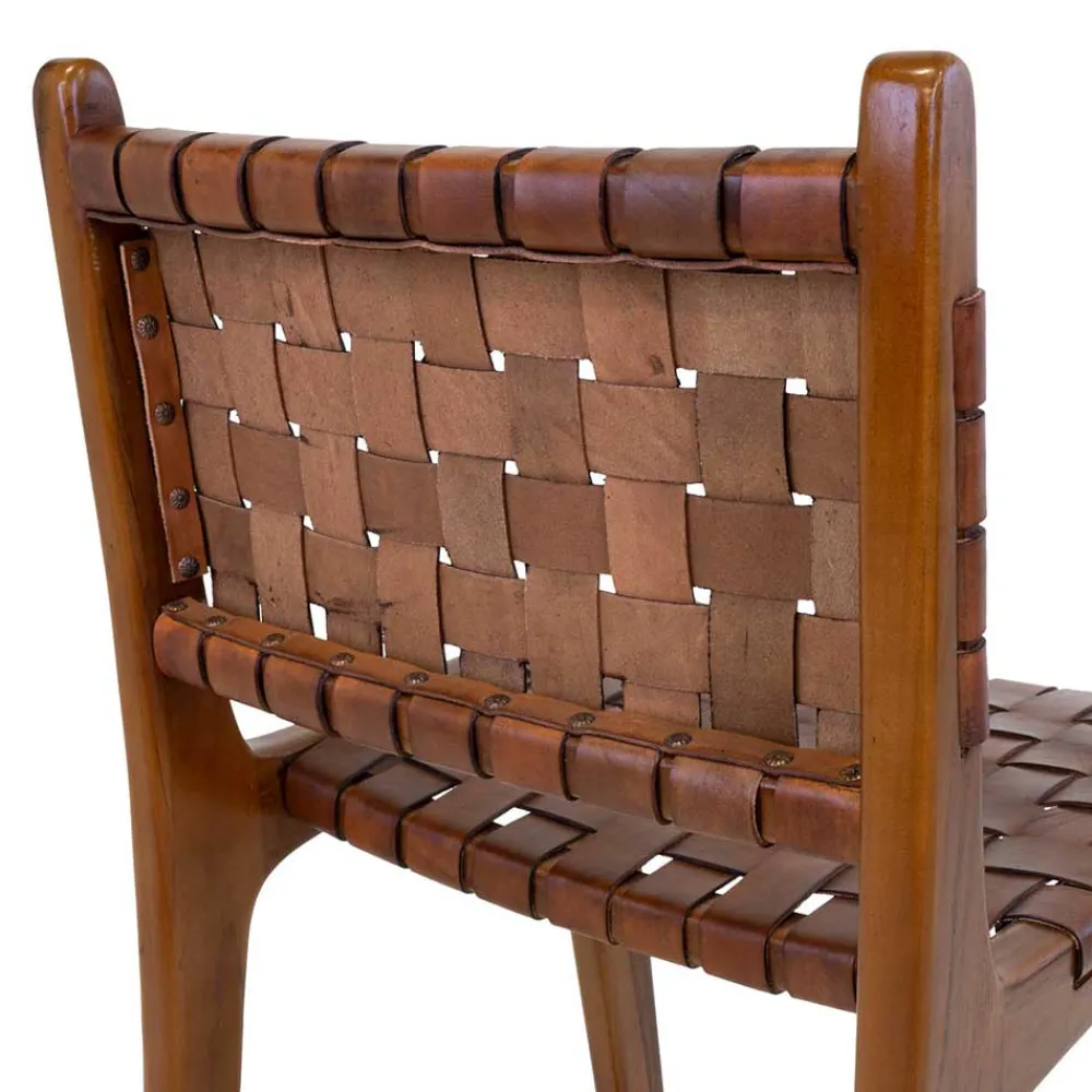 Wohnen Hocker<Barstuhl in Braun Leder Geflecht - Nufreda