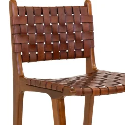 Wohnen Hocker<Barstuhl in Braun Leder Geflecht - Nufreda