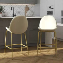 Wohnen Hocker|Stühle<Barstuhl in Creme mit Messing - Rucia