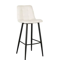 Wohnen Hocker<Barstuhl in Cremeweiß Bouclebezug - Gray (2er Set)