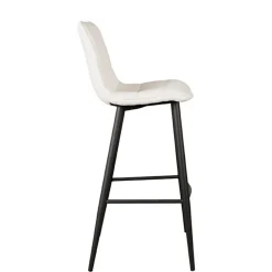 Wohnen Hocker<Barstuhl in Cremeweiß Bouclebezug - Gray (2er Set)