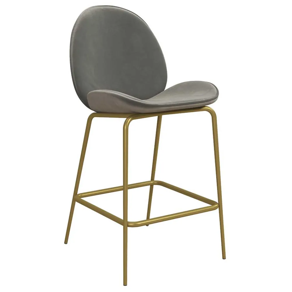 Wohnen Hocker|Stühle<Barstuhl in Hellgrau und Messing - Loreo