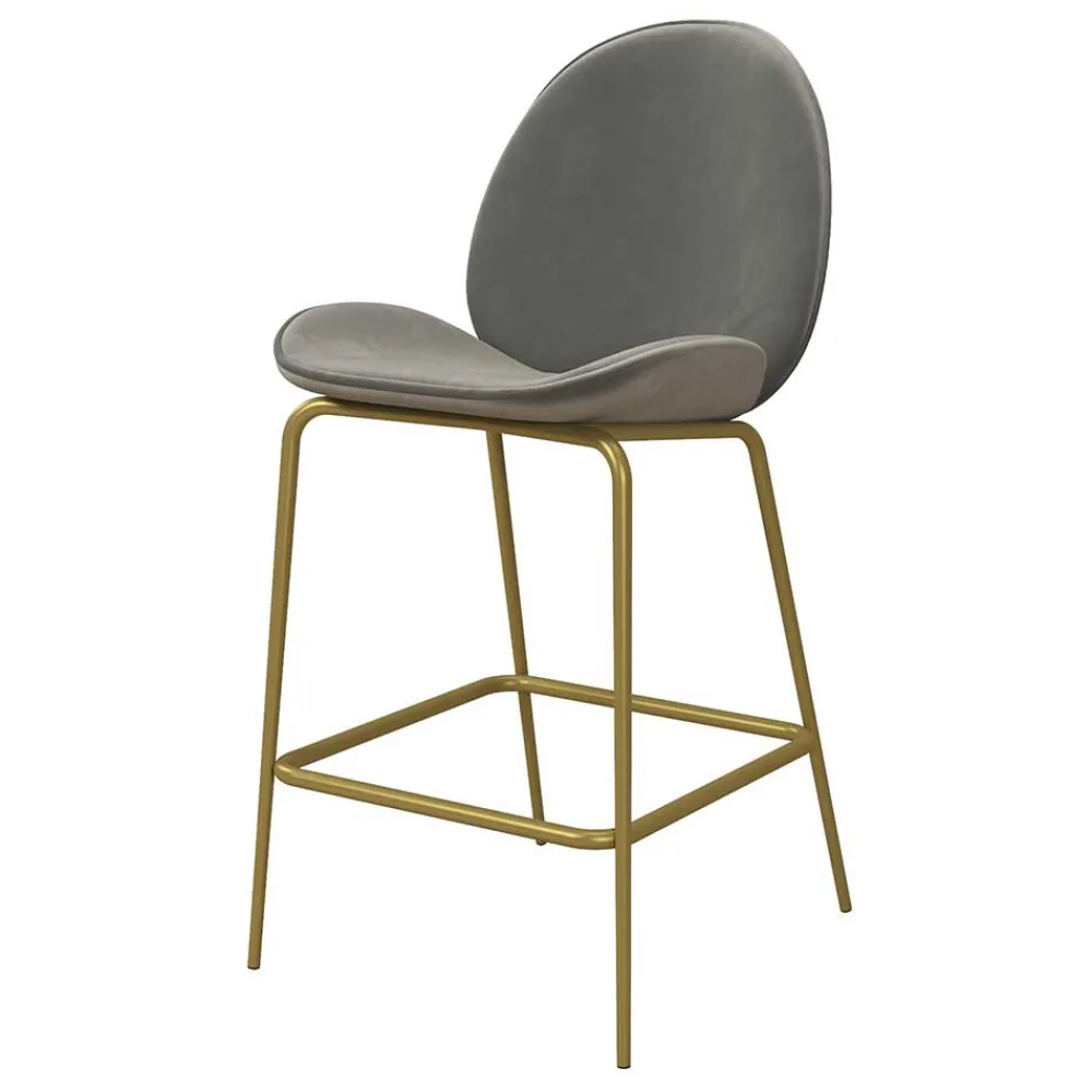 Wohnen Hocker|Stühle<Barstuhl in Hellgrau und Messing - Loreo