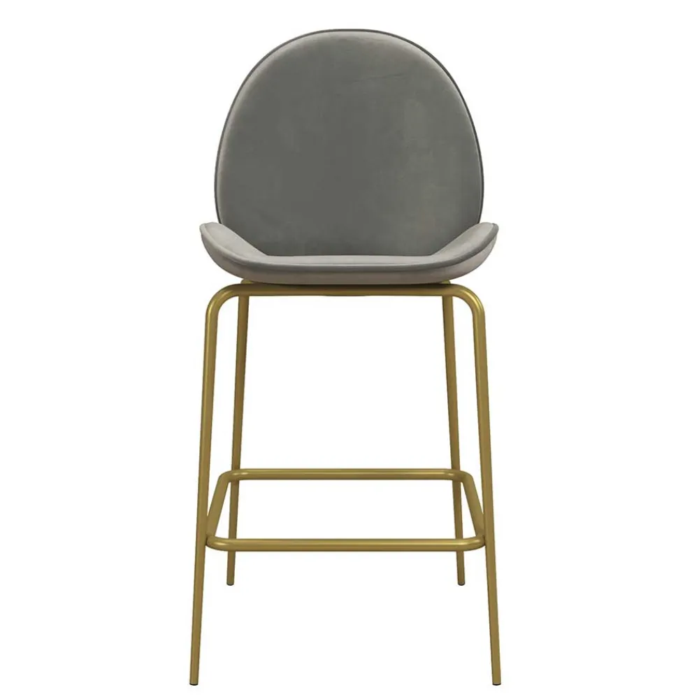 Wohnen Hocker|Stühle<Barstuhl in Hellgrau und Messing - Loreo