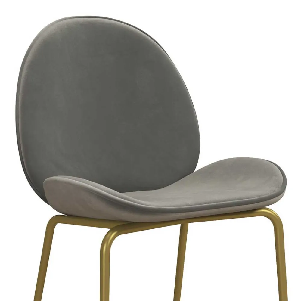 Wohnen Hocker|Stühle<Barstuhl in Hellgrau und Messing - Loreo