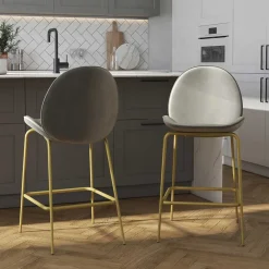 Wohnen Hocker|Stühle<Barstuhl in Hellgrau und Messing - Loreo