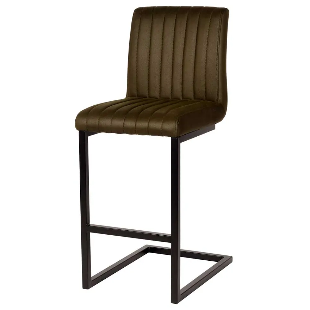 Wohnen Hocker<Barstuhl in Oliv Grün Microfaserbezug - Lnyza (2er Set)