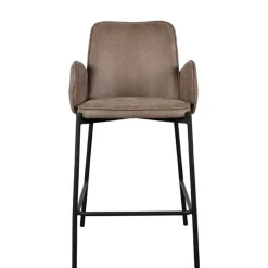 Wohnen Hocker<Barstuhl in Taupe Microfaser - Ziris (2er Set)
