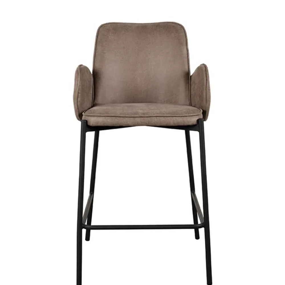 Wohnen Hocker<Barstuhl in Taupe Microfaser - Ziris (2er Set)