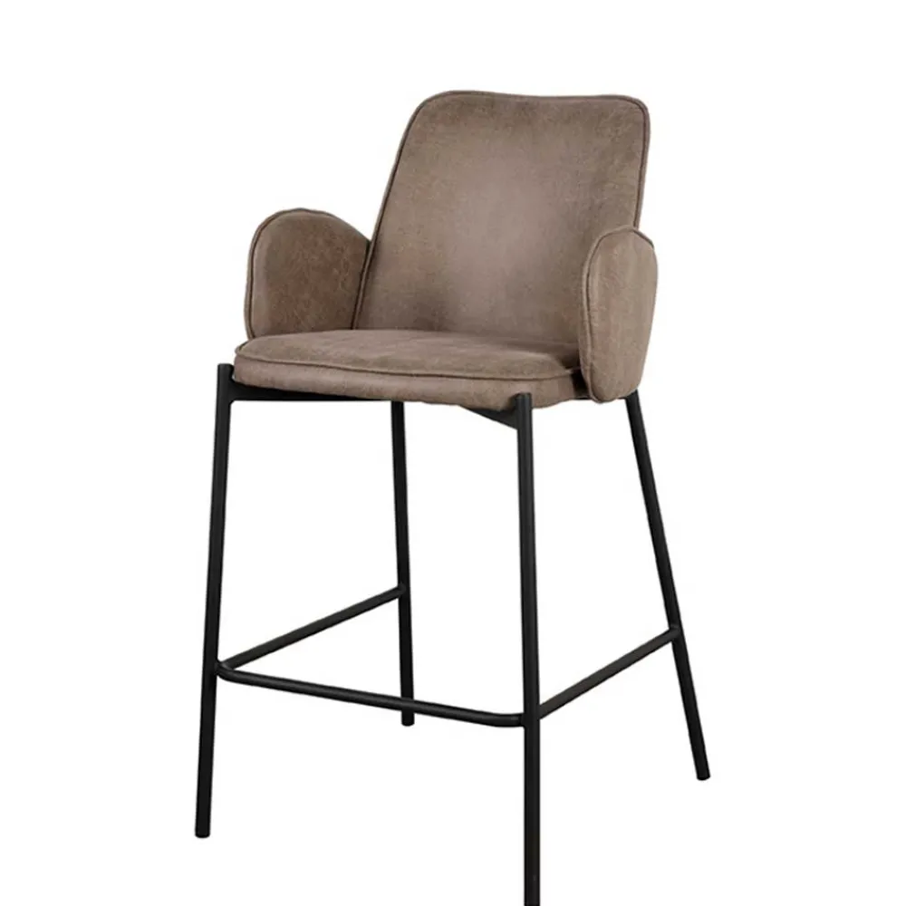 Wohnen Hocker<Barstuhl in Taupe Microfaser - Ziris (2er Set)
